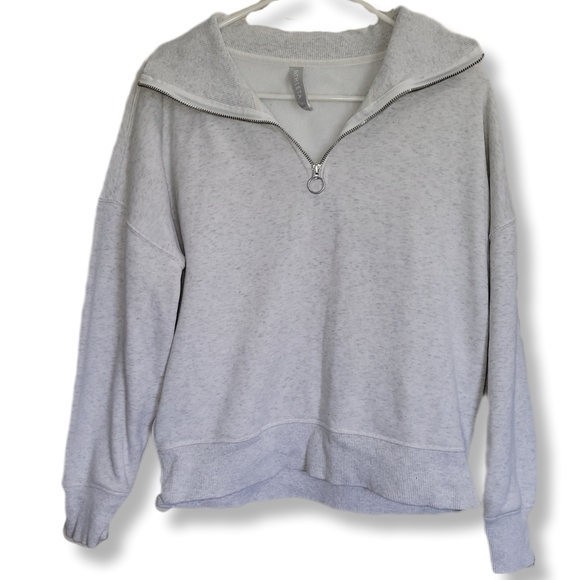 ATHLETA Heathered Grey 1/4 Zip Cozy Karma Pullover Funnel Collar Sweatshirt - Picture 1 of 10